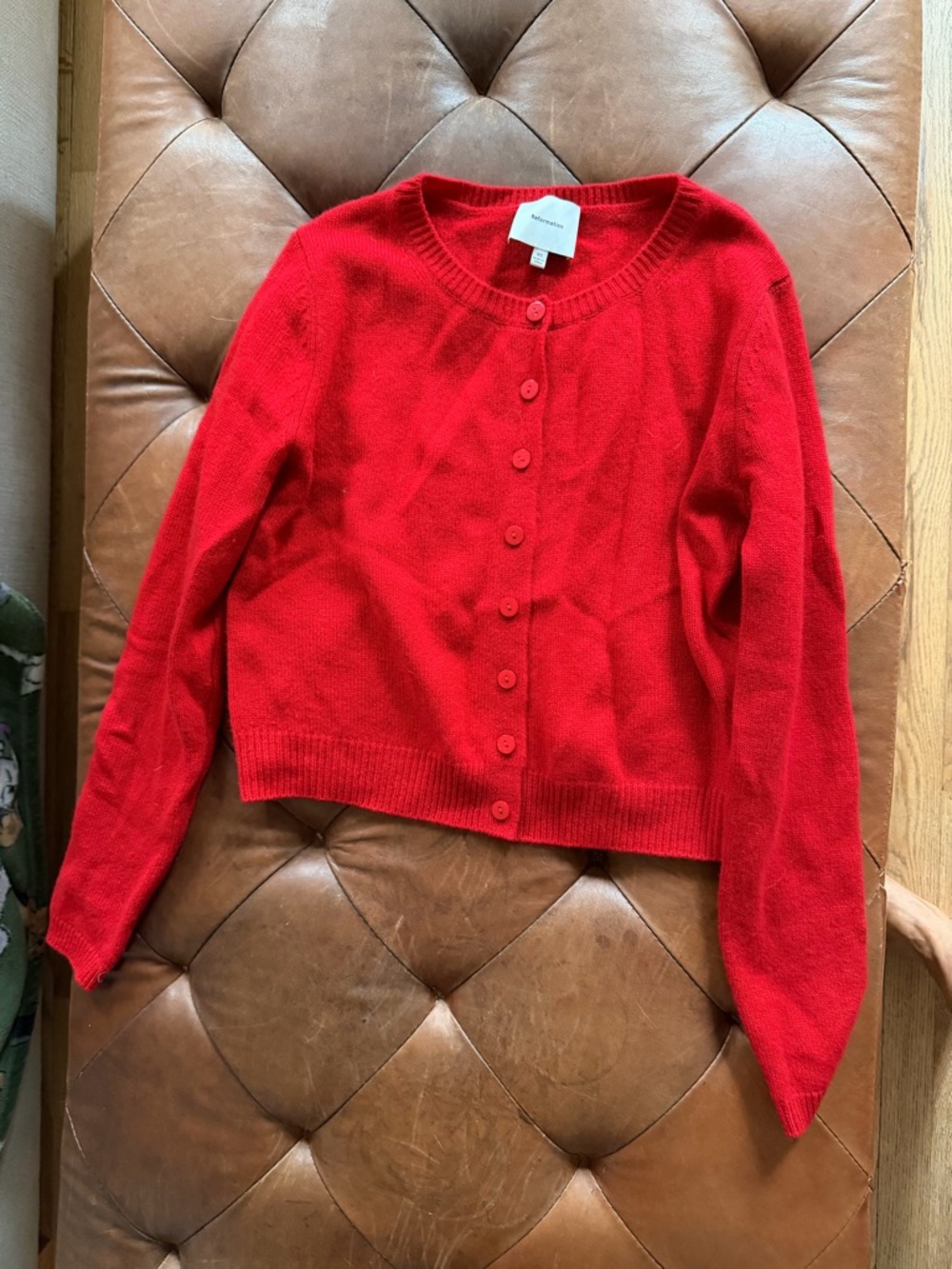 Reformation Red Button-Front Women’s Sweater Cardigan